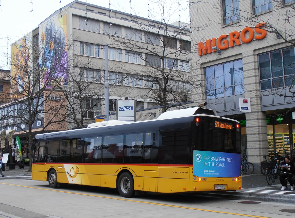 (257'656) - PostAuto Ostschweiz - TG 158'209/PID 10'359 - Solaris (ex Schmidt, Oberb�ren; ex CarPostal Ouest) am 15. Dezember 2023 beim Bahnhof Frauenfeld