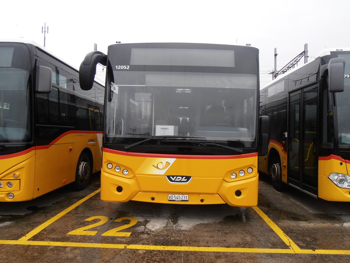 (257'788) - CarPostal Ouest - VD 545'231/PID 12'052 - VDL (ex Ballestraz, Gr�ne) am 21. Dezember 2023 in Yverdon, Garage