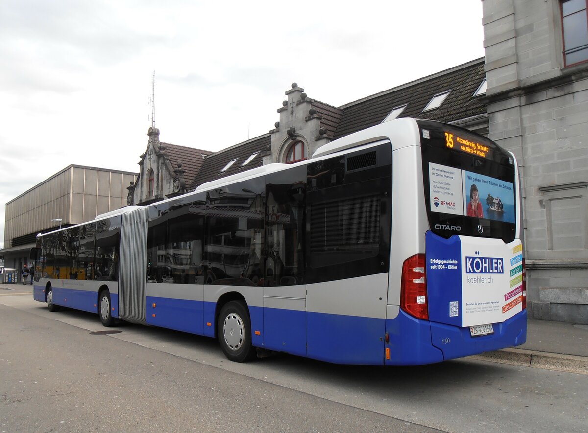 (257'818) - VZO Gr�ningen - Nr. 150/ZH 920'150 - Mercedes am 23. Dezember 2023 beim Bahnhof Rapperswil