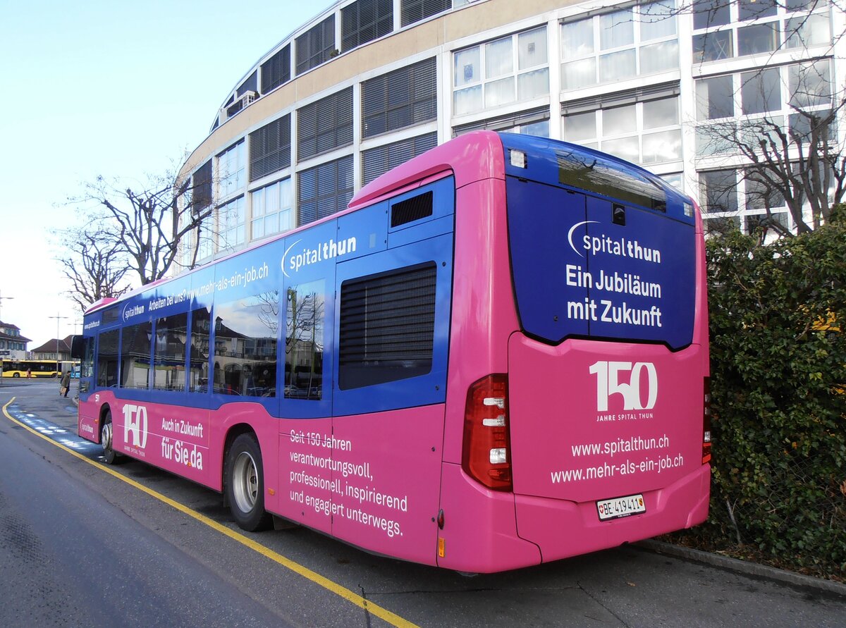 (258'108) - STI Thun - Nr. 411/BE 419'411 - Mercedes am 3. Januar 2024 bei der Schiffl�ndte Thun