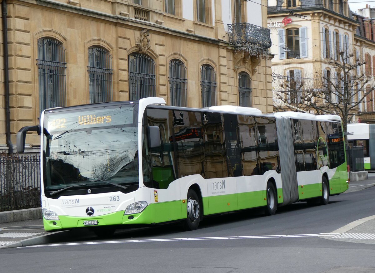 (258'929) - transN, La Chaux-de-Fonds - Nr. 263/NE 223'263 - Mercedes am 26. Januar 2024 in Neuch�tel, Place Pury