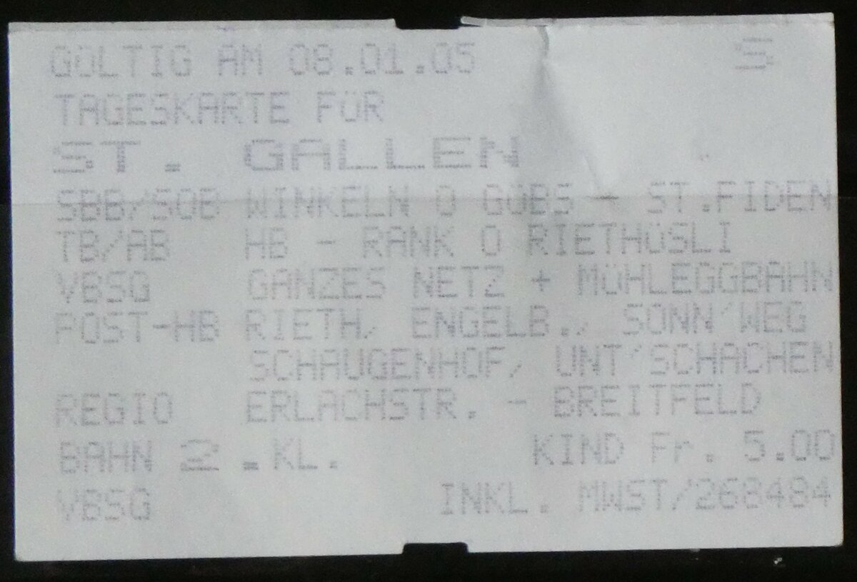 (258'969) - VBSG-Tageskarte am 28. Januar 2024 in Thun