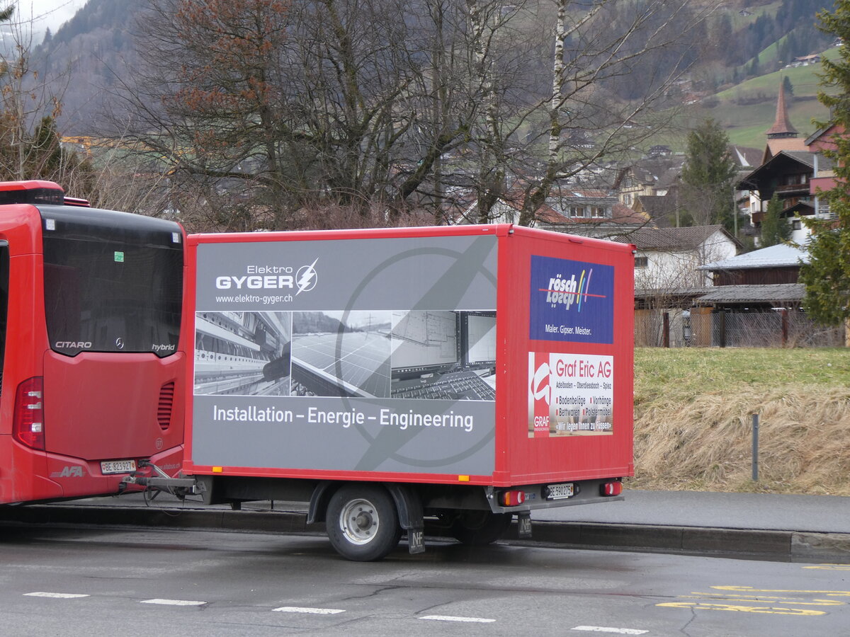 (259'473) - AFA Adelboden - Nr. 69/BE 590'275 - Niederhauser Gep�ckanh�nger am 19. Februar 2024 beim Bahnhof Frutigen