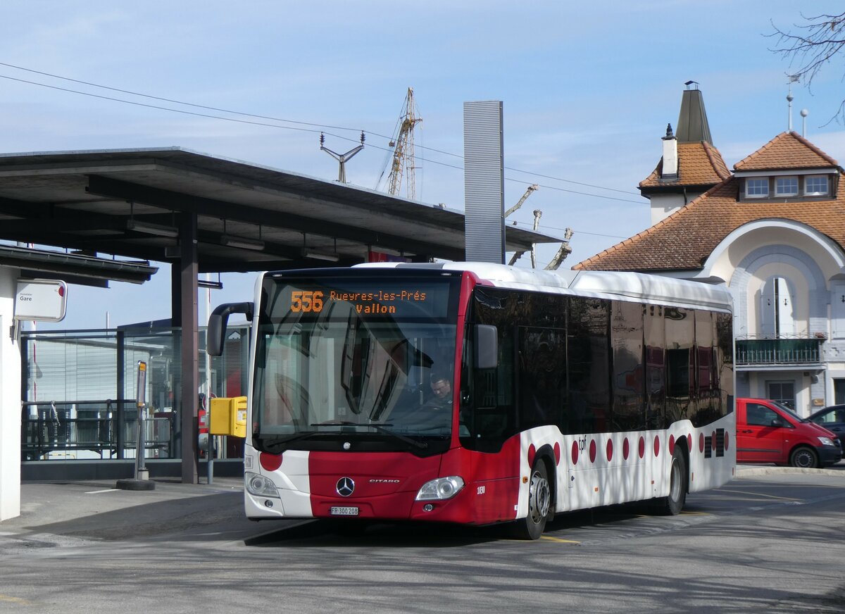 (259'885) - TPF Fribourg - Nr. 1030/FR 300'208 - Mercedes am 2. M�rz 2024 beim Bahnhof Domdidier