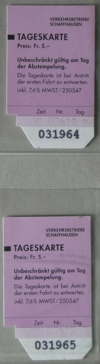 (259'912) - VBSH-Tageskarten am 3. M�rz 2024 in Thun
