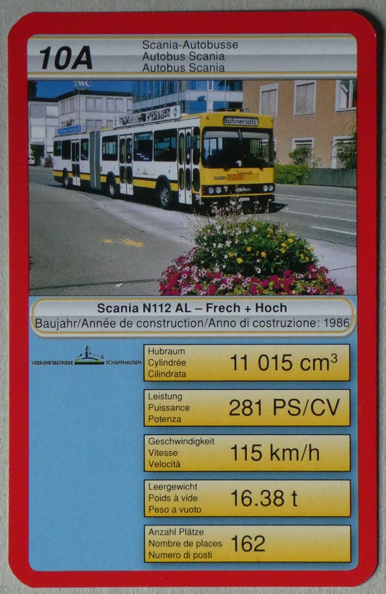 (259'914) - Quartett-Spielkarte mit VBSH Scania/Frech + Hoch N112 AL am 3. M�rz 2024 in Thun