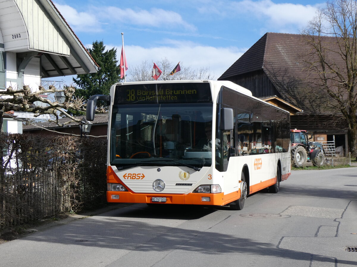 (260'017) - RBS Worblaufen - Nr. 3/BE 767'003 - Mercedes am 3. M�rz 2024 in Mattstetten, R�ssli