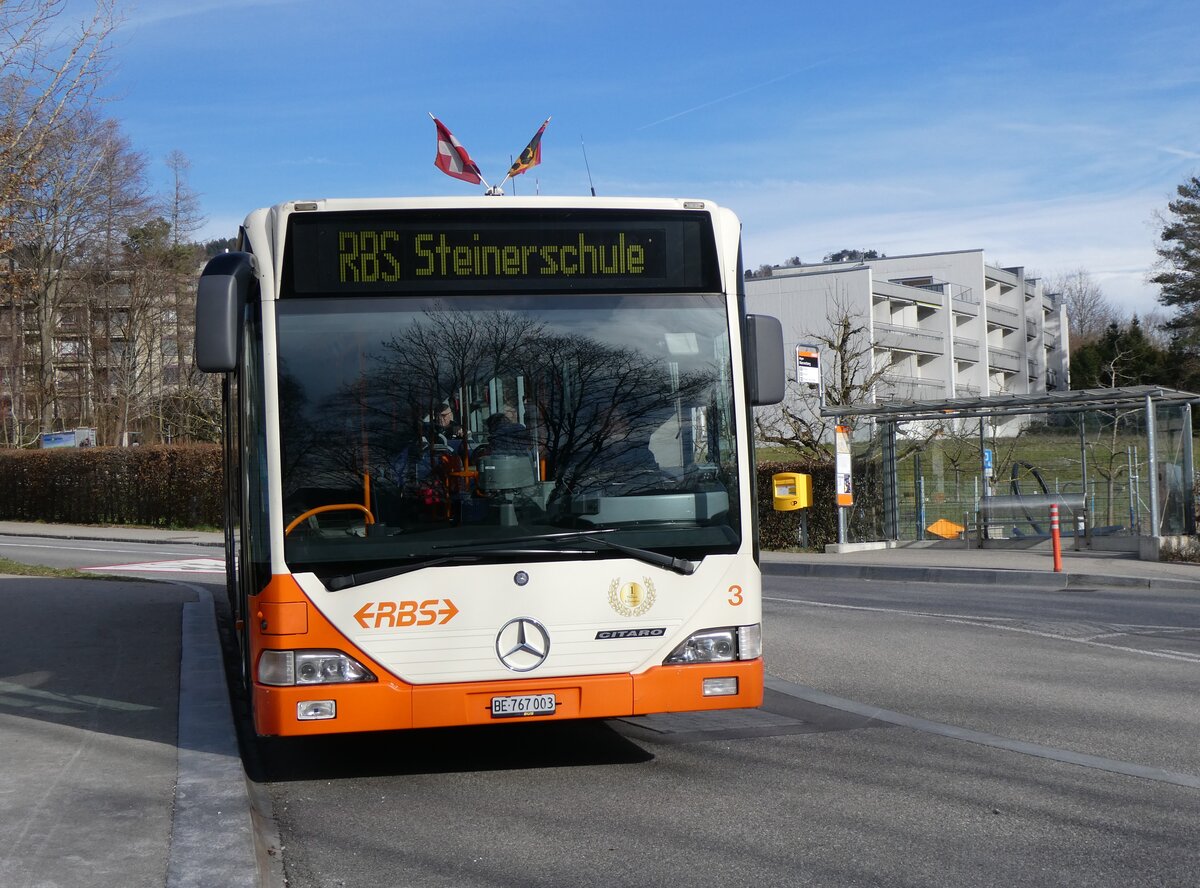 (260'047) - RBS Worblaufen - Nr. 3/BE 767'003 - Mercedes am 3. M�rz 2024 in Ittigen, Mannenberg