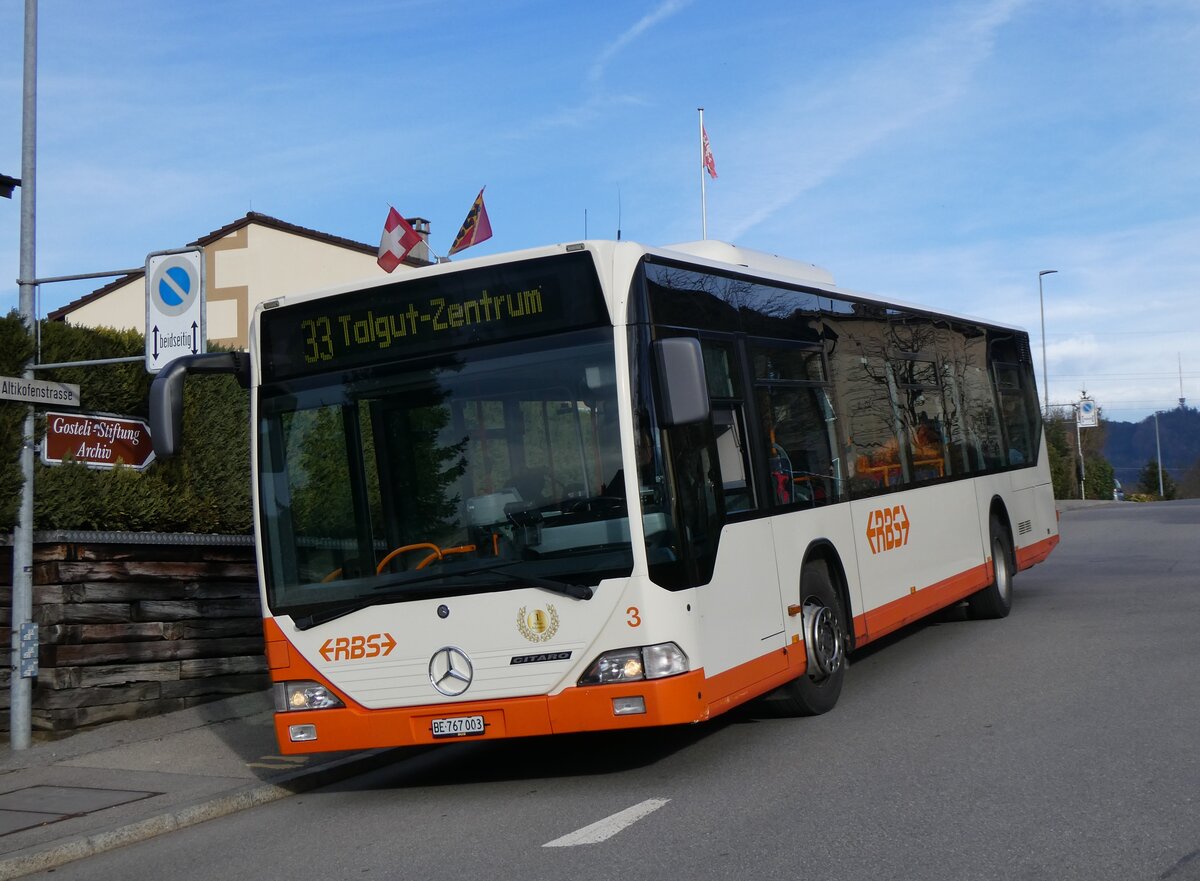 (260'064) - RBS Worblaufen - Nr. 3/BE 767'003 - Mercedes am 3. M�rz 2024 in Worblaufen, Altikofen West