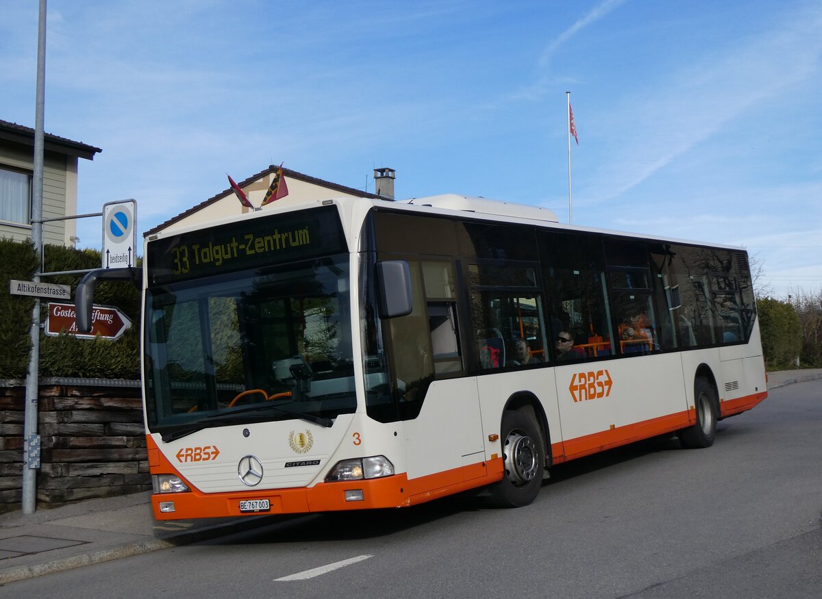 (260'065) - RBS Worblaufen - Nr. 3/BE 767'003 - Mercedes am 3. M�rz 2024 in Worblaufen, Altikofen West