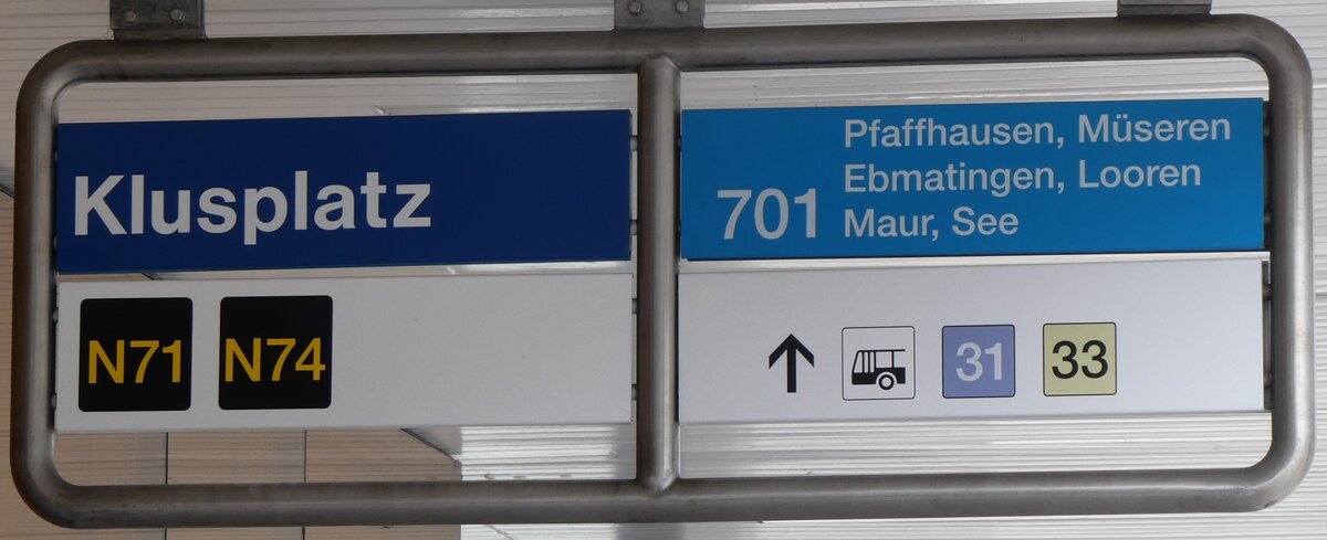 (260'129) - ZVV-Haltestellenschilder - Z�rich, Klusplatz - am 4. M�rz 2024
