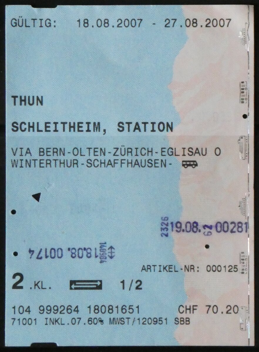 (260'180) - SBB/RVSH-Spezialbillet am 8. M�rz 2024 in Thun