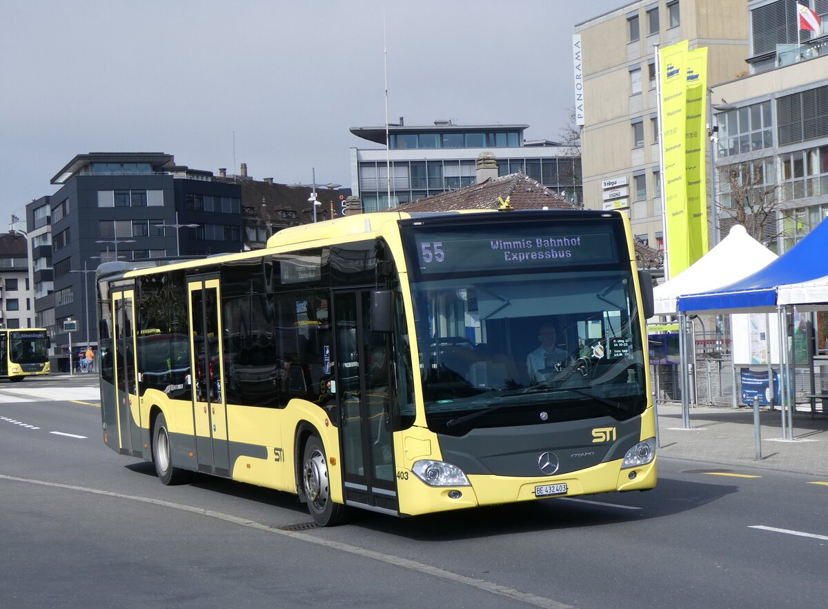 (260'203) - STI Thun - Nr. 403/BE 432'403 - Mercedes am 8. M�rz 2024 beim Bahnhof Thun
