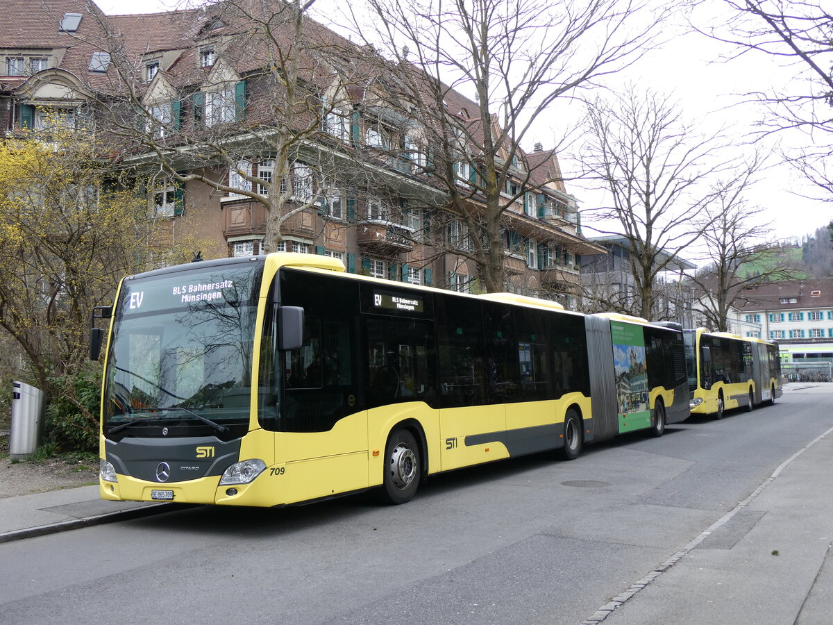 (260'240) - STI Thun - Nr. 709/BE 865'709 - Mercedes am 10. M�rz 2024 beim Bahnhof Thun (Kante X)