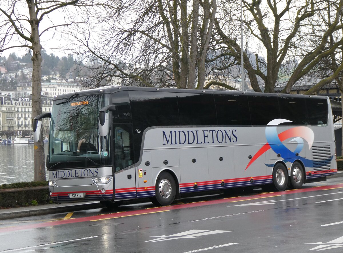 (260'270) - Aus England: Middletons, Tamworth - P24 MTL - Van Hool am 12. M�rz 2024 beim Bahnhof Luzern