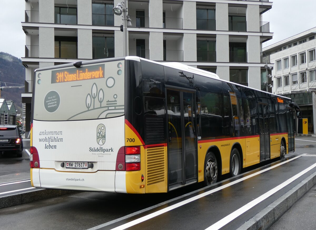 (260'294) - PostAuto Zentralschweiz - Nr. 700/NW 27'617/PID 5569 - MAN (ex Niederer, Filzbach Nr. 12; ex PostAuto Ostschweiz) am 12. M�rz 2024 beim Bahnhof Stans