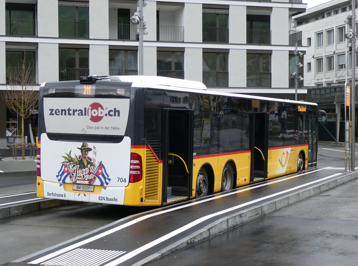 (260'312) - PostAuto Zentralschweiz - Nr. 704/NW 5219/PID 5555 - Mercedes (ex Nr. 74; ex Thepra, Stans Nr. 17) am 12. M�rz 2024 beim Bahnhof Stans