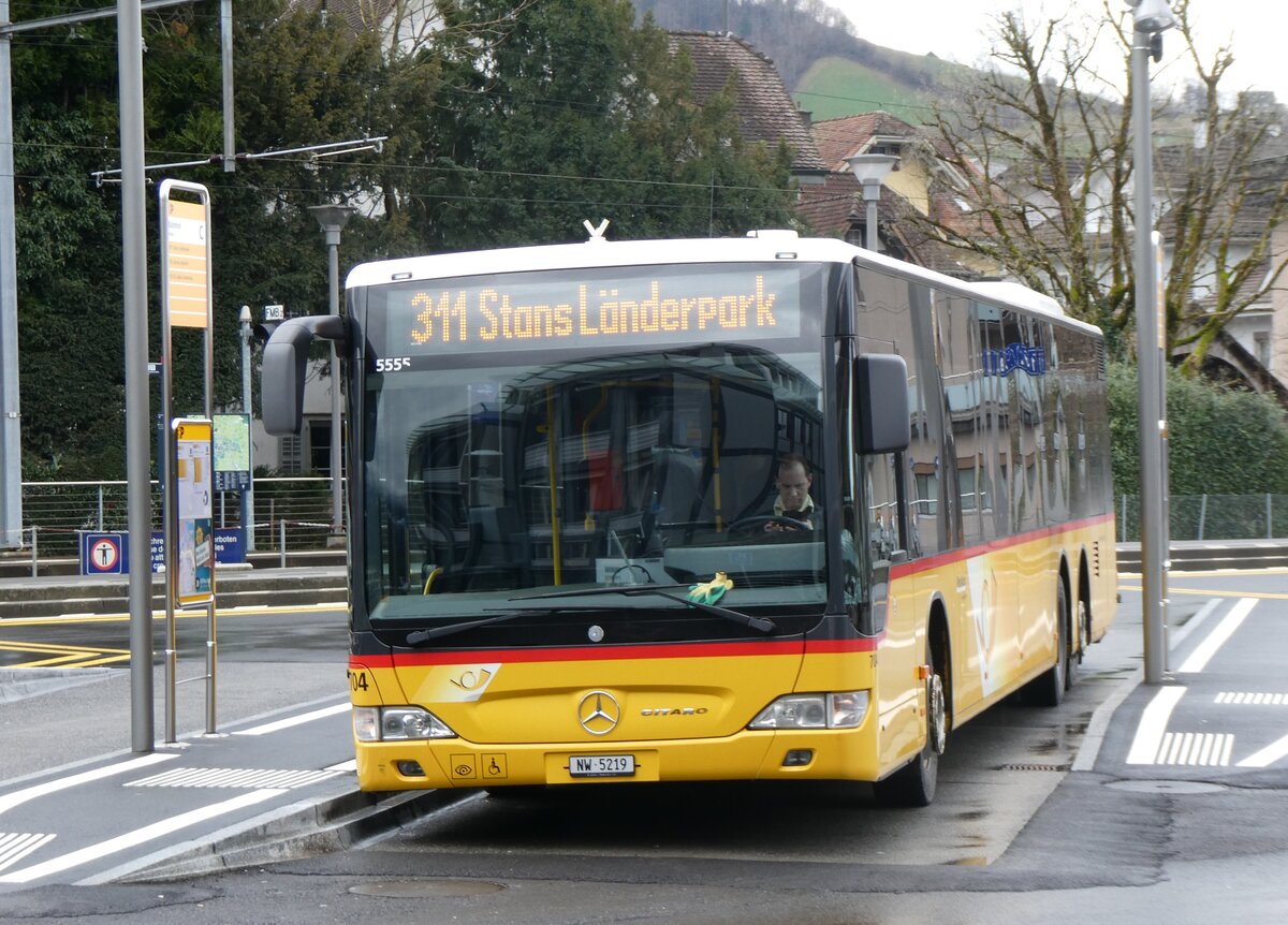 (260'314) - PostAuto Zentralschweiz - Nr. 704/NW 5219/PID 5555 - Mercedes (ex Nr. 74; ex Thepra, Stans Nr. 17) am 12. M�rz 2024 beim Bahnhof Stans
