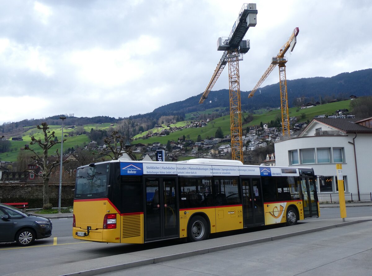 (260'325) - PostAuto Zentralschweiz - Nr. 502/OW 10'002/PID 10'266 (ex Nr. 5; ex Dillier, Sarnen Nr. 5) am 12. M�rz 2024 beim Bahnhof Sarnen