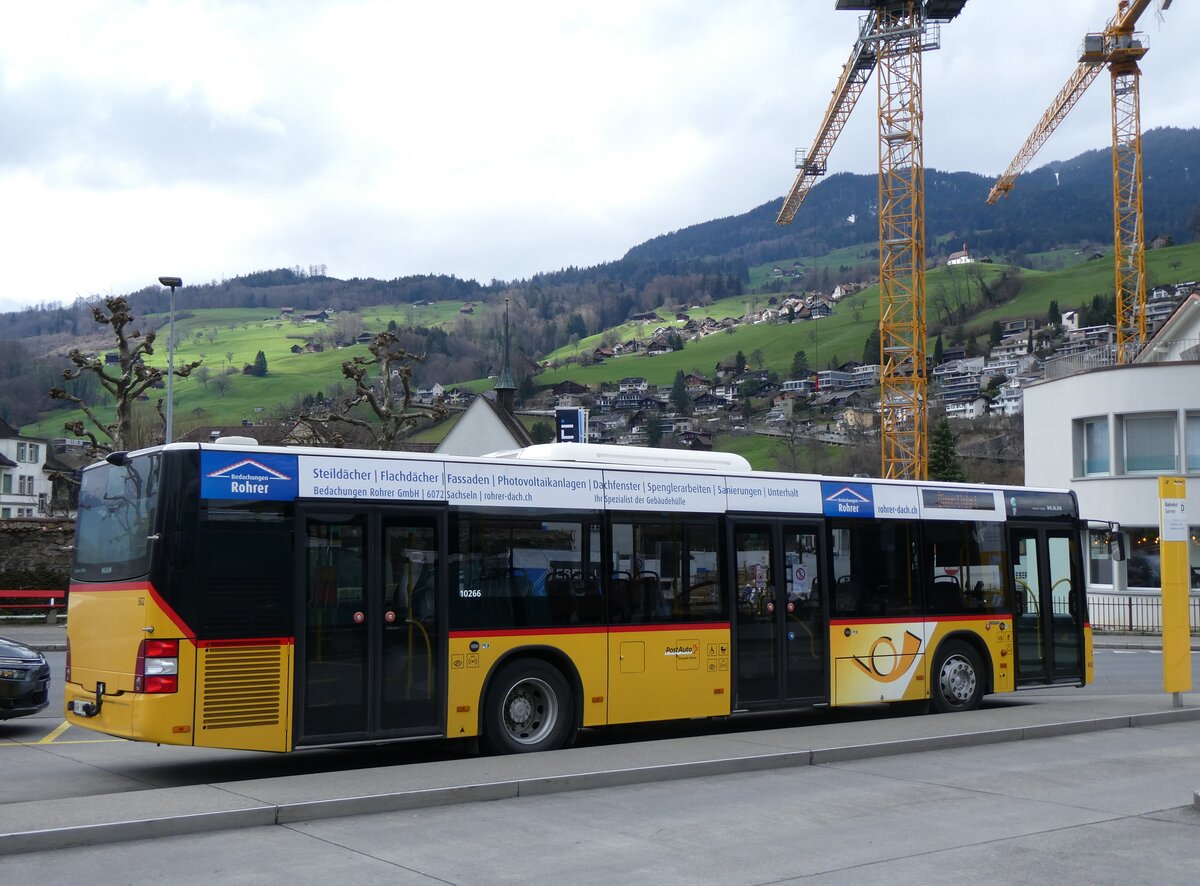 (260'326) - PostAuto Zentralschweiz - Nr. 502/OW 10'002/PID 10'266 - MAN (ex Nr 5; ex Dillier, Sarnen Nr. 5) am 12. M�rz 2024 beim Bahnhof Sarnen