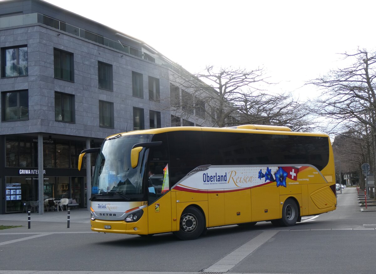 (260'347) - Oberland Reisen, Thun - Nr. 22/BE 92'977 - Setra (ex AVG Grindelwald Nr. 22) am 12. M�rz 2024 beim Bahnhof Interlaken Ost