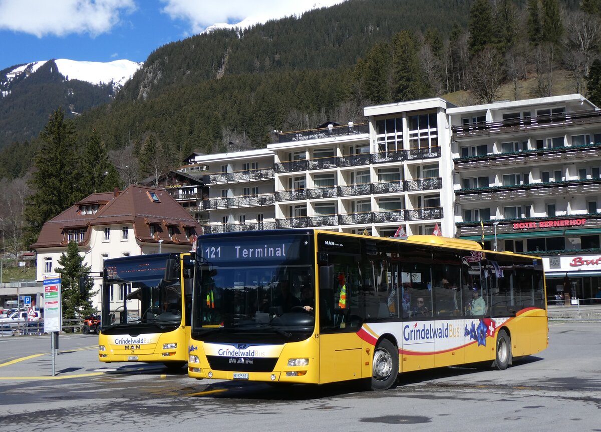 (260'516) - GrindelwaldBus, Grindelwald - Nr. 15/BE 525'871 - MAN am 19. M�rz 2024 beim Bahnhof Grindelwald