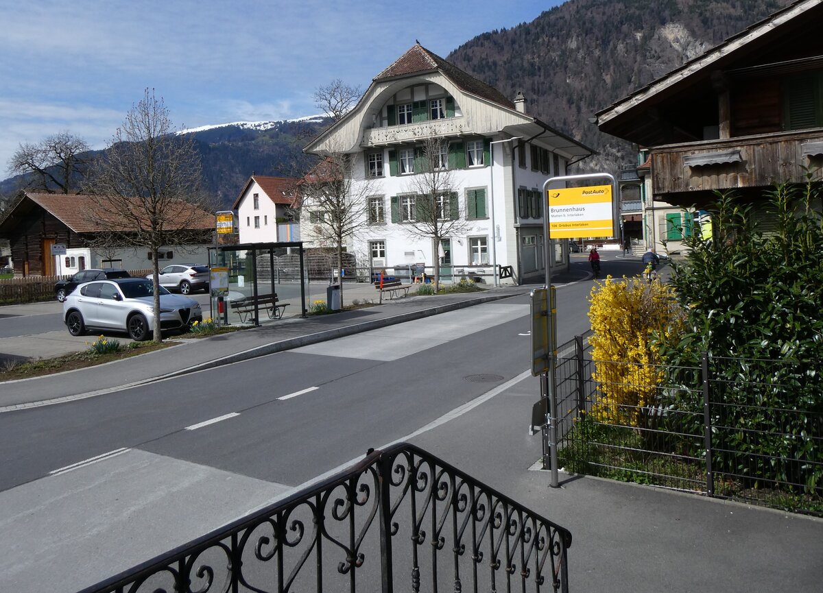 (260'625) - PostAuto-Haltestellen am 22. M�rz 2024 in Matten, Brunnenhaus