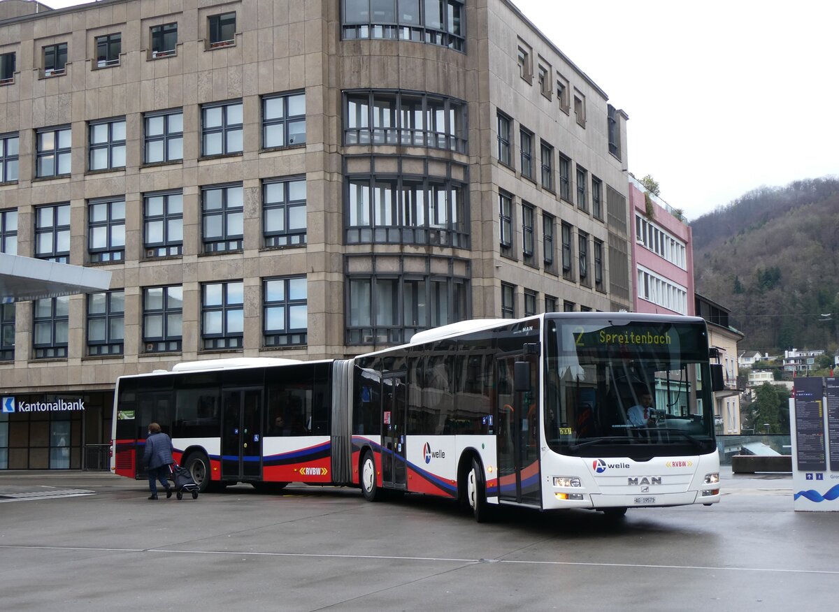 (260'724) - RVBW  Wettingen - Nr. 167/AG 19'571 - MAN am 28. M�rz 2024 beim Bahnhof Baden