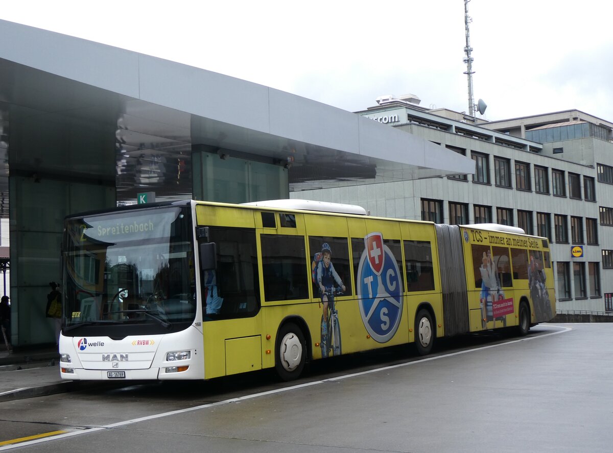 (260'730) - RVBW Wettingen - Nr. 168/AG 16'769 - MAN am 28. M�rz 2024 beim Bahnhof Baden 