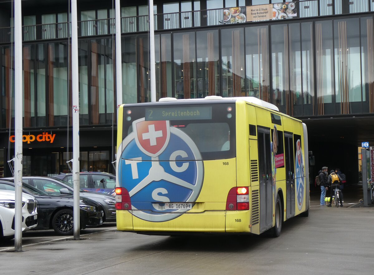 (260'734) - RVBW Wettingen - Nr. 168/AG 16'769 - MAN am 28. M�rz 2024 beim Bahnhof Baden