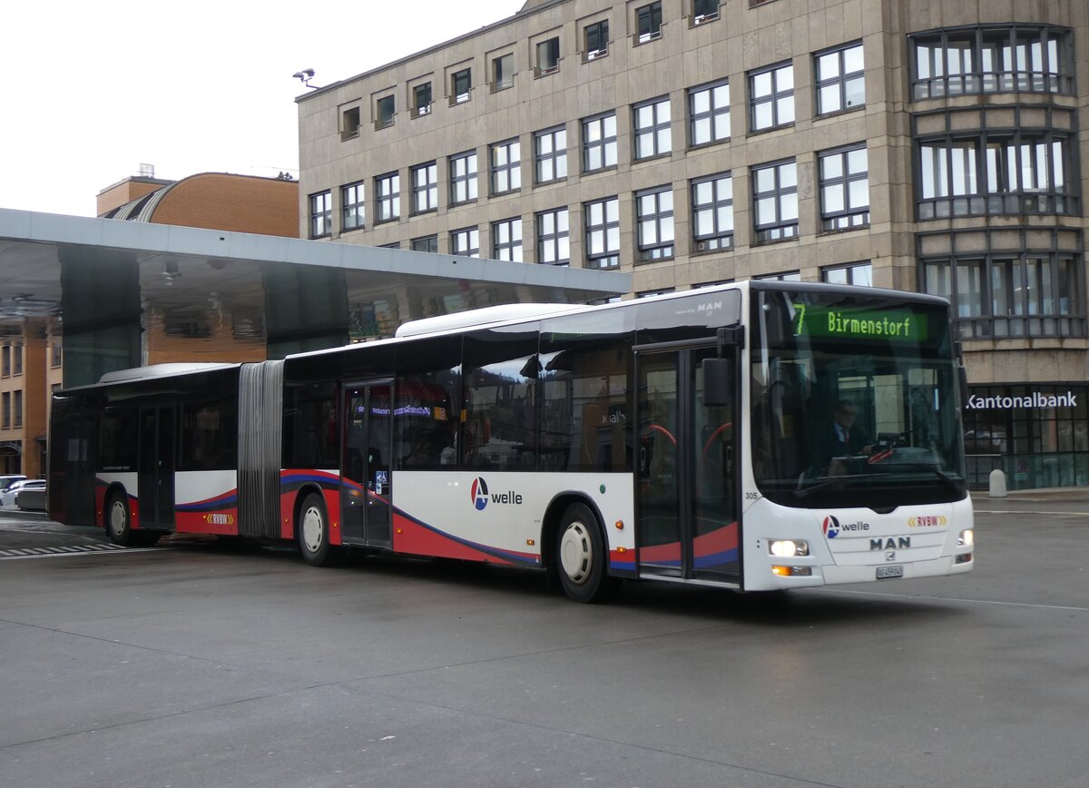 (260'743) - Twerenbold, Baden - Nr. 305/AG 459'045 - MAN am 28. M�rz 2024 beim Bahnhof Baden