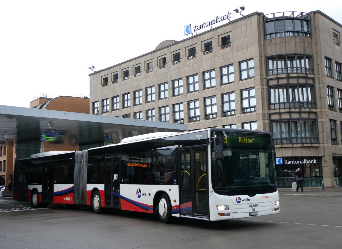 (260'746) - Inderm�hle, Rekingen - Nr. 132/AG 274'151 - MAN (ex RVBW Wettingen Nr. 160) am 28. M�rz 2024 beim Bahnhof Baden
