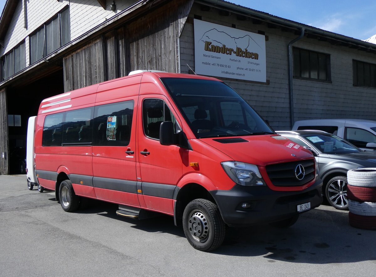 (261'003) - Elsigenalp Bahnen, Achseten - BE 243 - Mercedes (ex AFA Adelboden Nr. 53) am 5. April 2024 in Frutigen, Garage Kander-Reisen