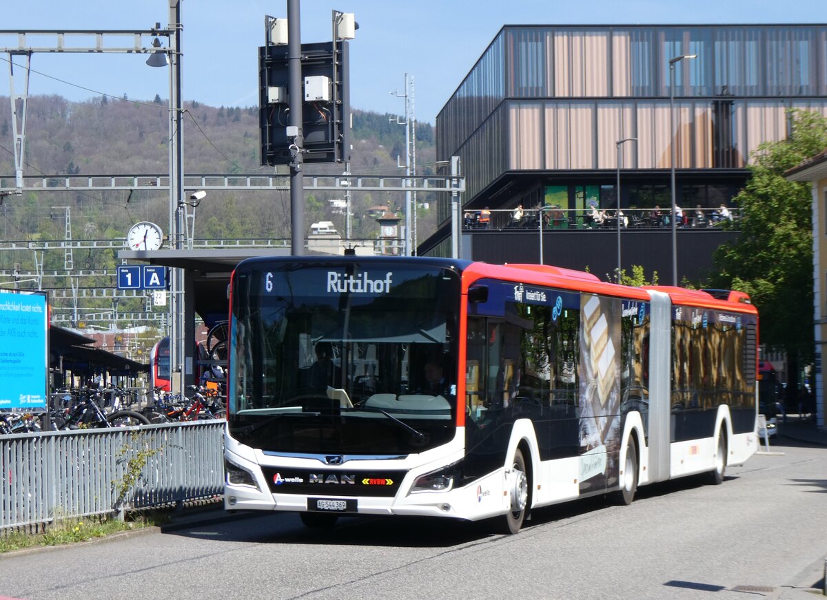 (261'151) - Inderm�hle, Rekingen - Nr. 132/AG 544'369 - MAN am 12. April 2024 beim Bahnhof Baden