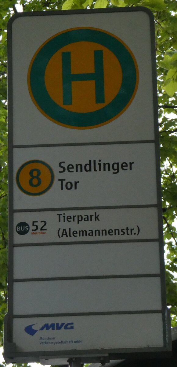 (261'287) - MVG-Haltestellenschild - M�nchen, Sendlinger Tor - am 13. April 2024