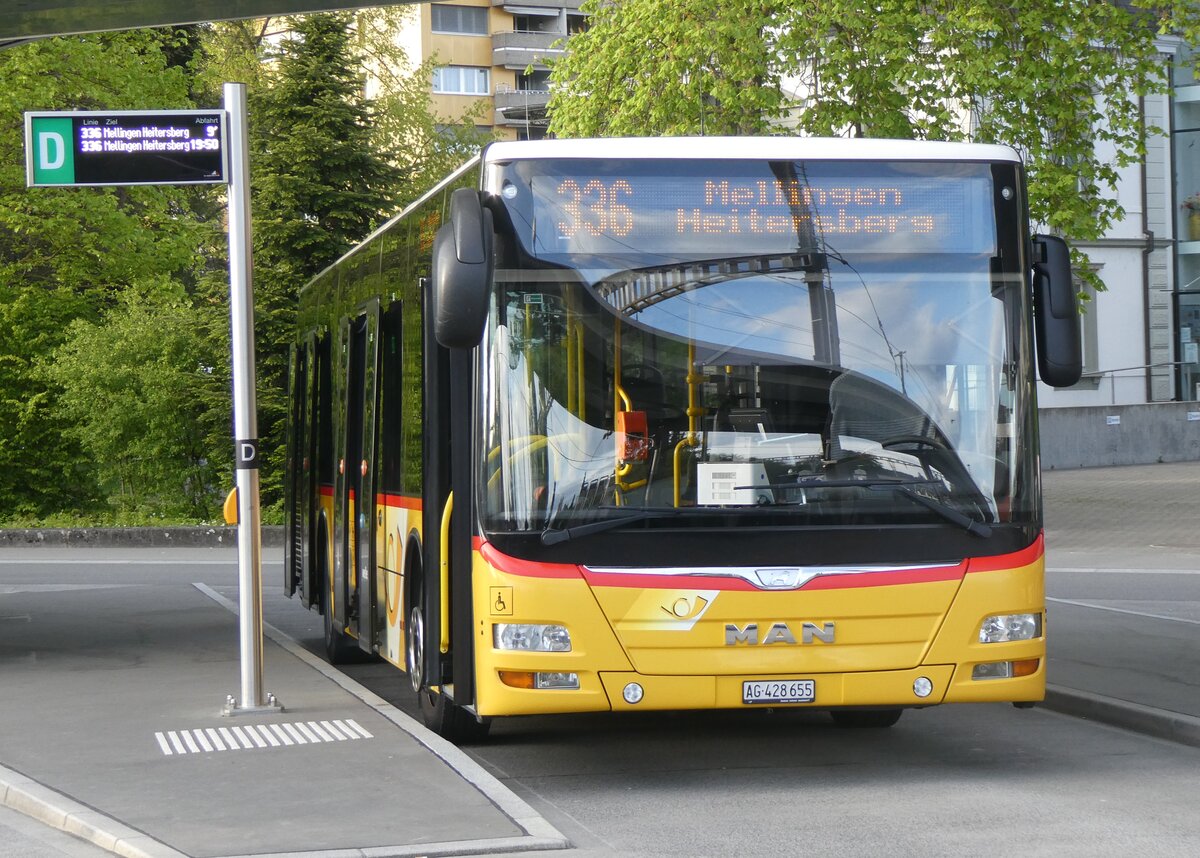 (261'780) - Geissmann, H�gglingen - AG 428'655/PID 10'615 - MAN am 27. April 2024 beim Bahnhof Wohlen