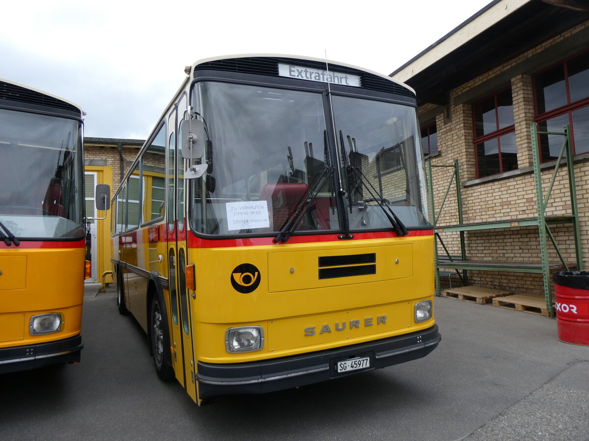 (261'981) - R�egg, R�ti - SG 45'977 - Saurer/T�scher (ex Gurtner, Worb; ex P 24'276) am 4. Mai 2024 in Attikon, Wegm�ller
