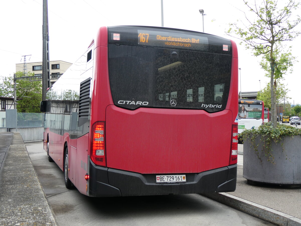 (262'214) - Bernmobil, Bern - Nr. 161/BE 729'161 - Mercedes am 6. Mai 2024 beim Bahnhof M�nsingen