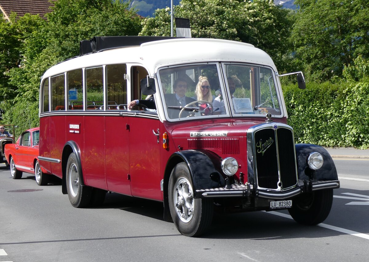 (262'538) - Bechter, Dagmersellen - LU 82'380 - Saurer/Krapf (ex M�nch, D-Marienberg; ex Spirig, Widnau; ex RhV Altst�tten Nr. 33; ex Th�r, Eichberg) am 18. Mai 2024 in Sarnen, OiO