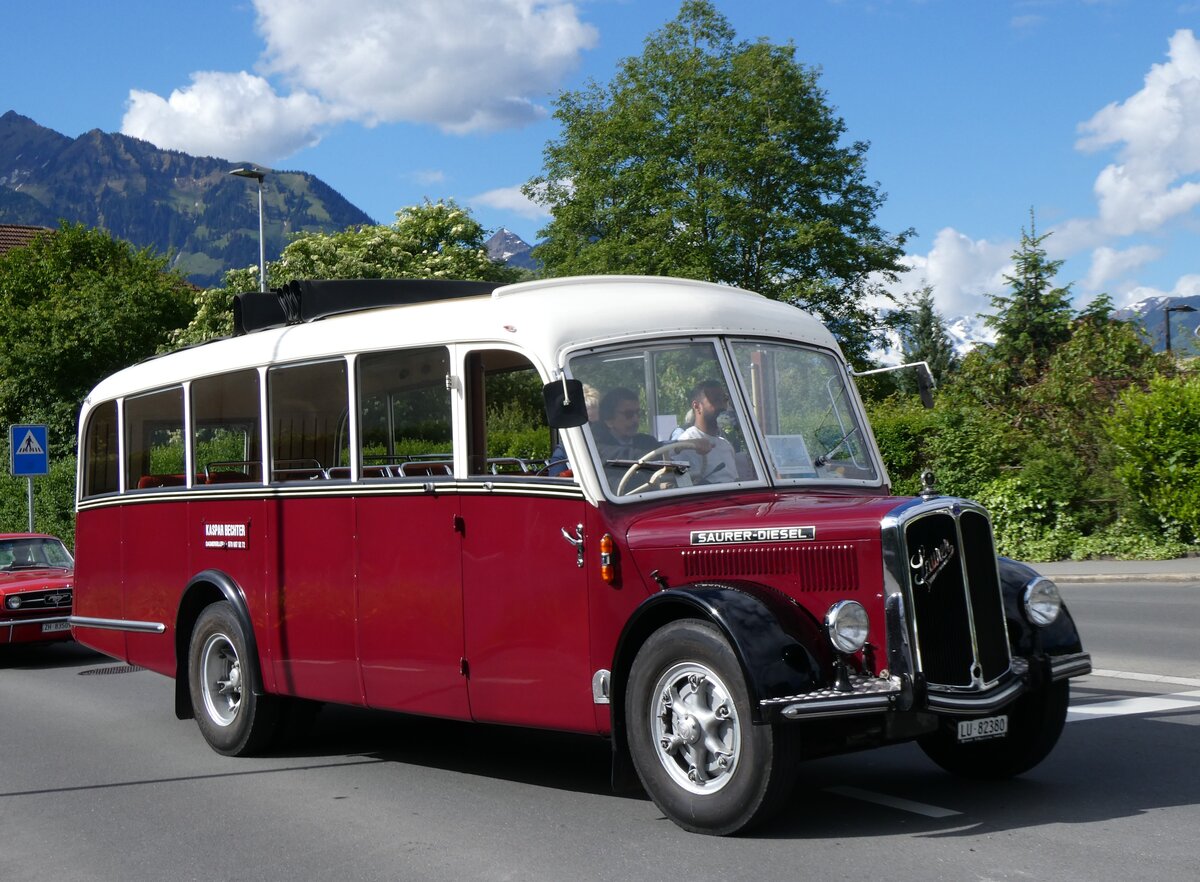 (262'539) - Bechter, Dagmersellen - LU 82'380 - Saurer/Krapf (ex M�nch, D-Marienberg; ex Spirig, Widnau; ex RhV Altst�tten Nr. 33; ex Th�r, Eichberg) am 18. Mai 2024 in Sarnen, OiO