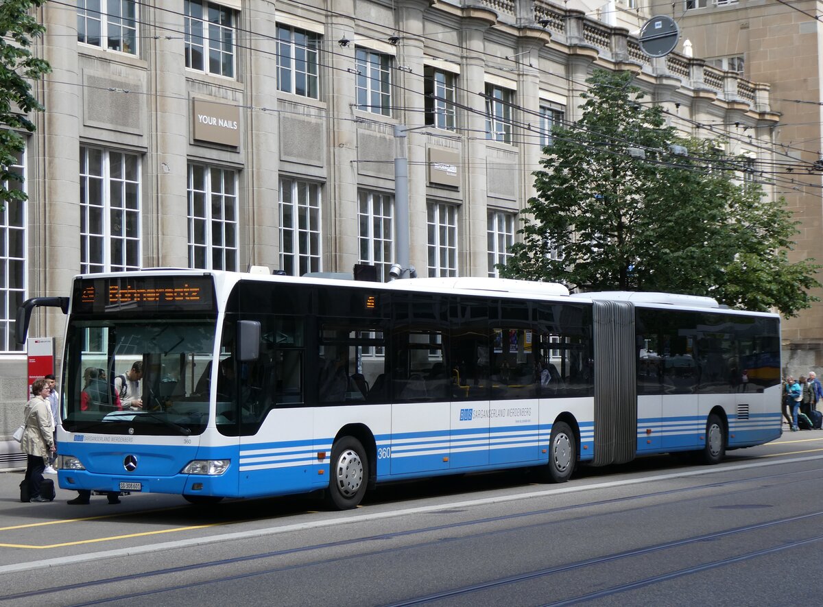 (262'854) - BSW Sargans - Nr. 360/SG 308'601 - Mercedes (ex RTB Altst�tten Nr. 360; ex BSW Sargans Nr. 360) am 24. Mai 2024 beim Bahnhof St. Gallen