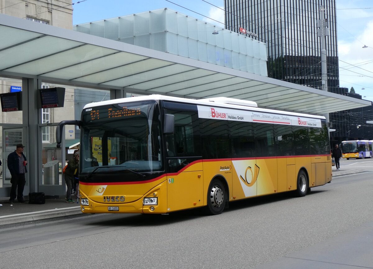 (262'872) - PostAuto Ostschweiz - AR 14'855/PID 10'369 - Iveco am 24. Mai 2024 beim Bahnhof St. Gallen