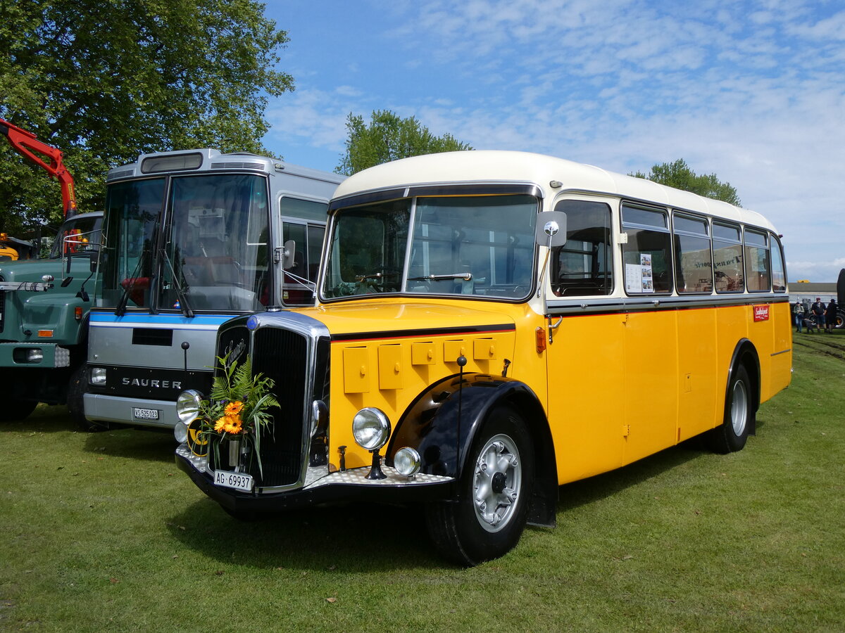 (262'933) - Bl�chlinger, Endingen - AG 69'937 - Saurer/T�scher (ex Dubach, Walde; ex Spescha, Andiast) am 25. Mai 2024 in Arbon, Arbon Classics