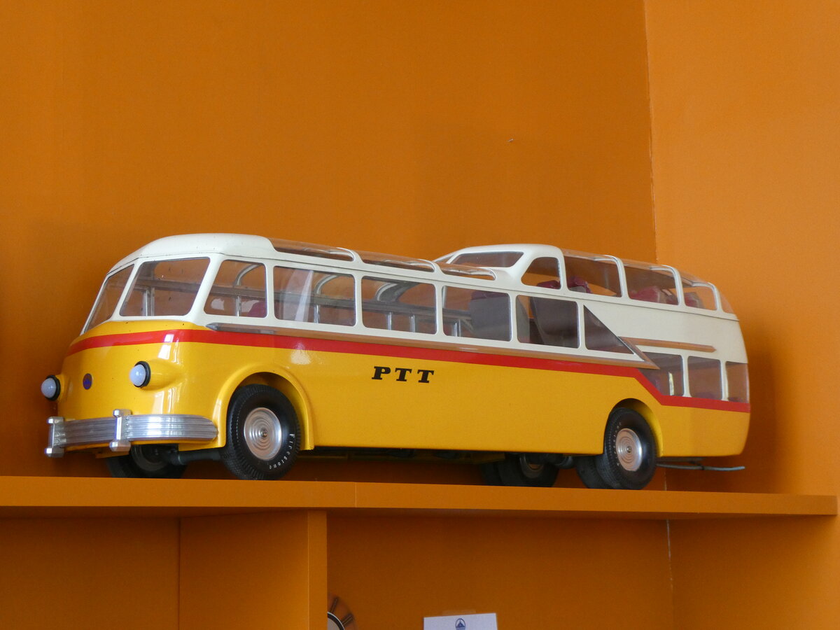 (262'961) - PTT-Regie - Saurer/Saurer Anderthalbdecker am 25. Mai 2024 in Arbon, Saurermuseum (Modell-Studie)