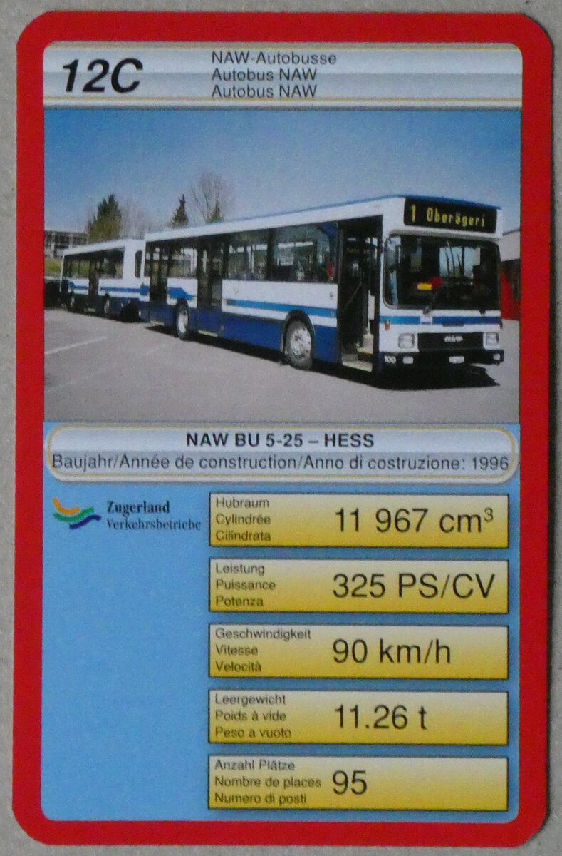 (263'342) - Quartett-Spielkarte mit ZVB NAW/Hess BU 5-25 Nr. 100 am 2. Juni 2024 in Thun