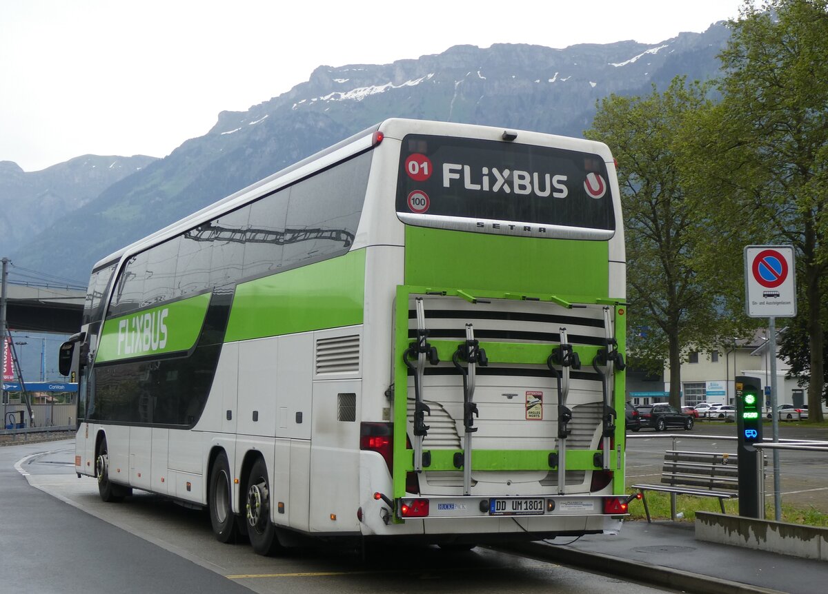 (263'679) - Aus Deutschland: Umbrella, M�nchen - Nr. 1/DD-UM 1801 - Setra am 14. Juni 2024 beim Bahnhof Interlaken Ost