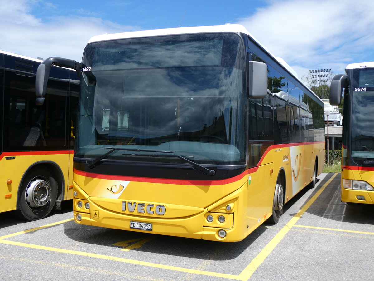 (263'745) - CarPostal Ouest - VD 604'351/PID 11'483 - Iveco am 16. Juni 2024 in Yverdon, Garage
