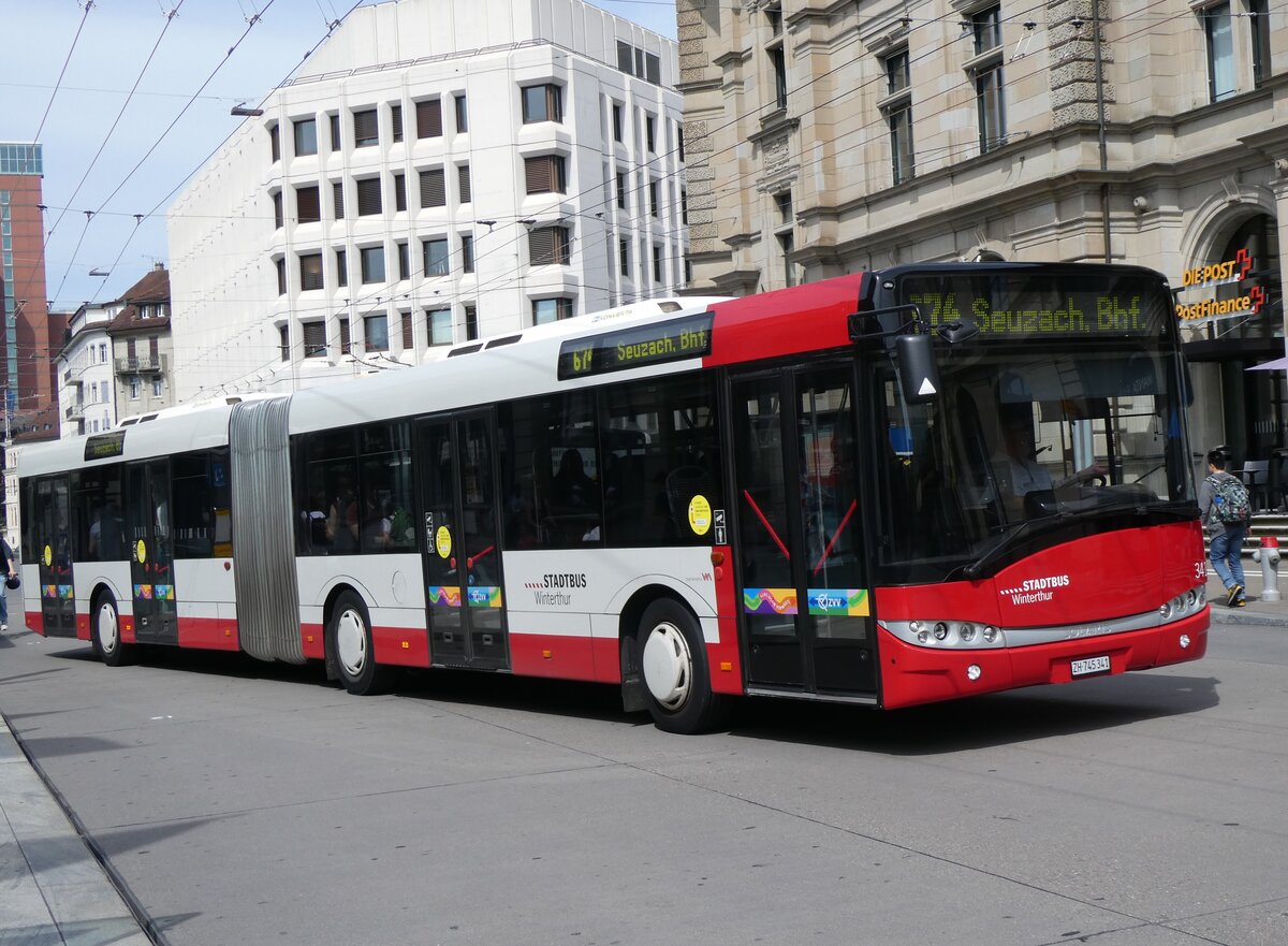 (263'811) - SW Winterthur - Nr. 341/ZH 745'341 - Solaris am 18. Juni 2024 beim Hauptbahnhof Winterthur