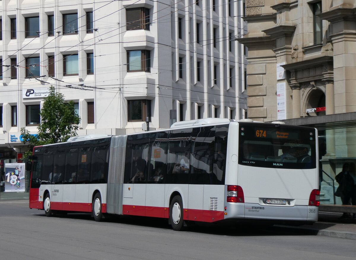 (263'815) - SW Winterthur - Nr. 368/ZH 473'368 - MAN am 18. Juni 2024 beim Hauptbahnhof Winterthur
