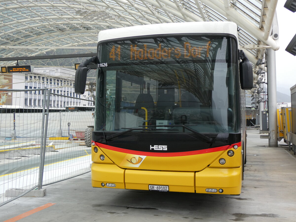 (263'841) - PostAuto Graub�nden - GR 69'102/PID 11'626 - Scania/Hess am 20. Juni 2024 in Chur, Postautostation